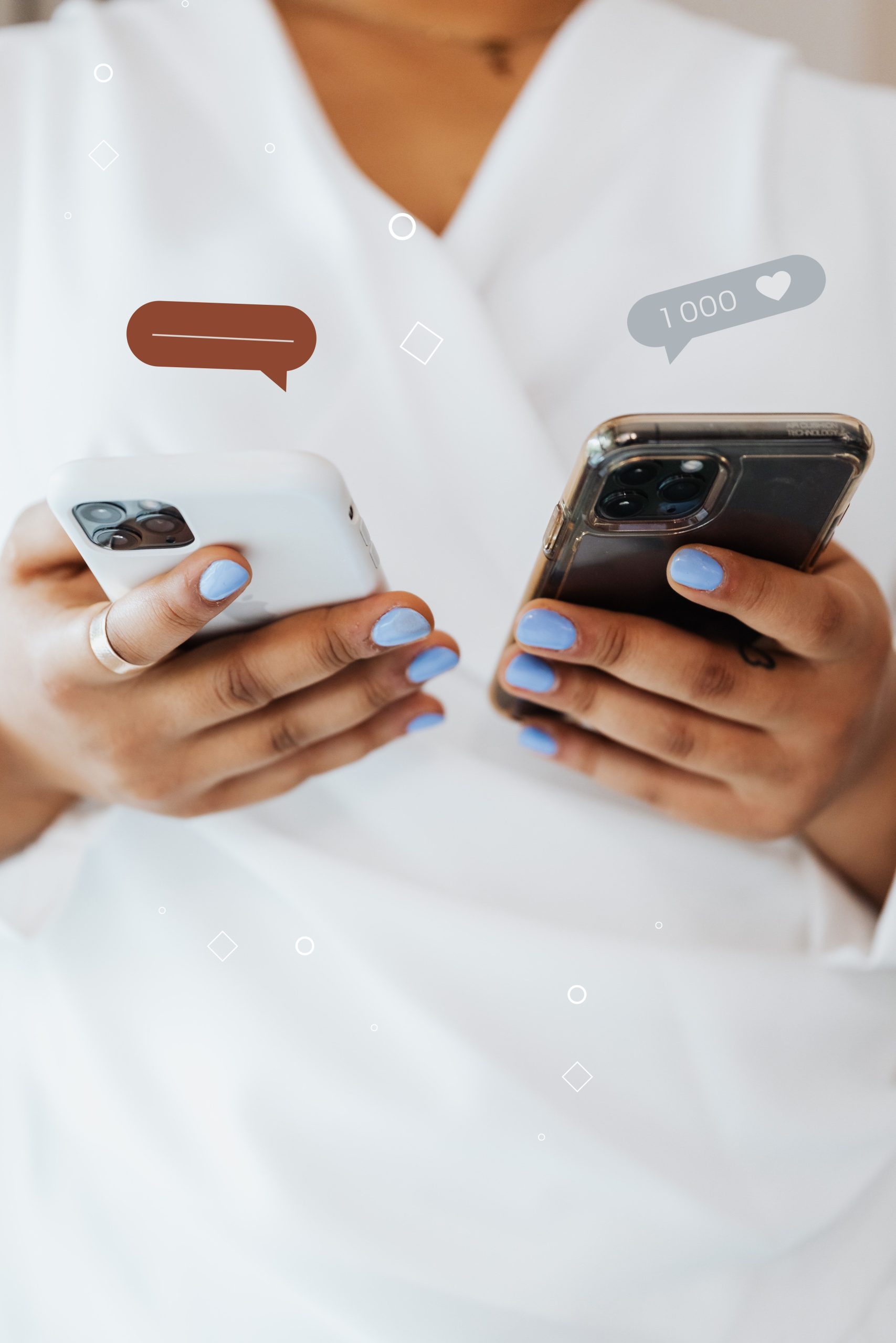 A lady using two phones