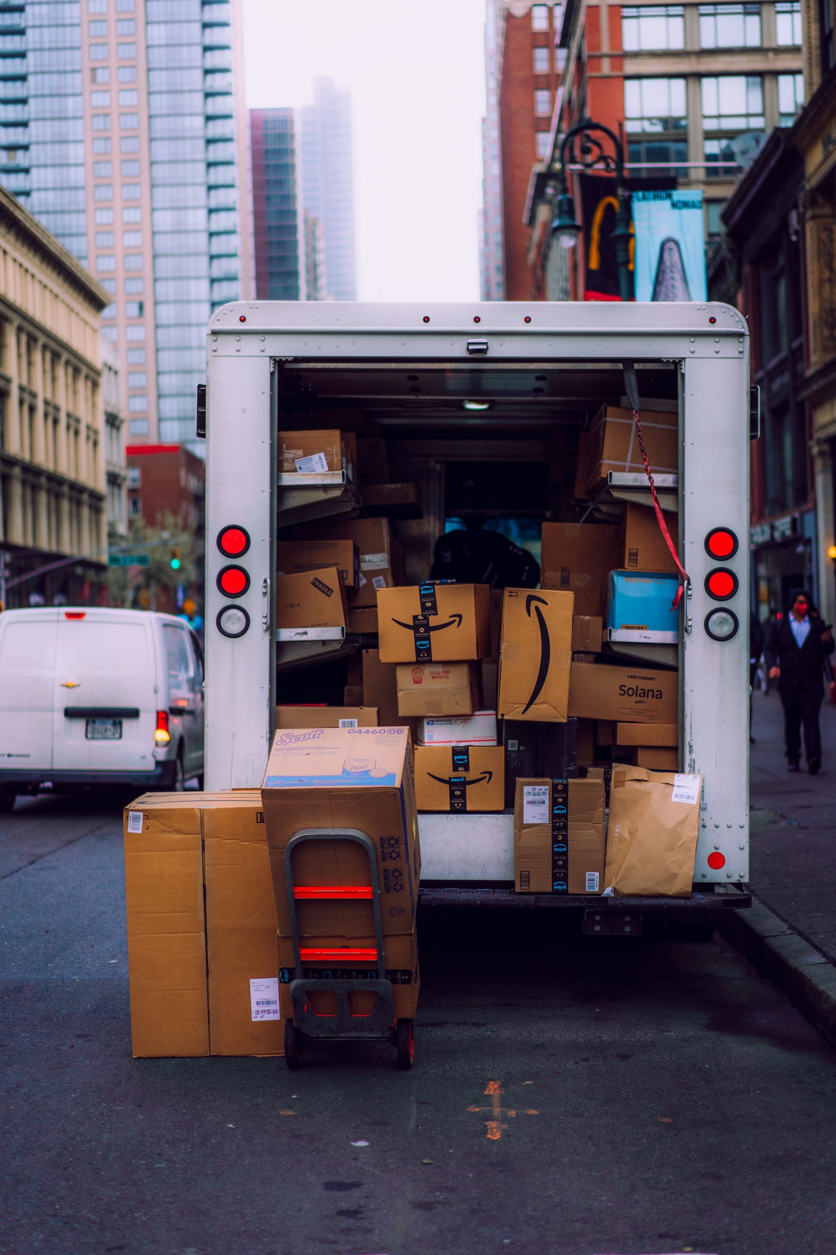 A truck loading goods